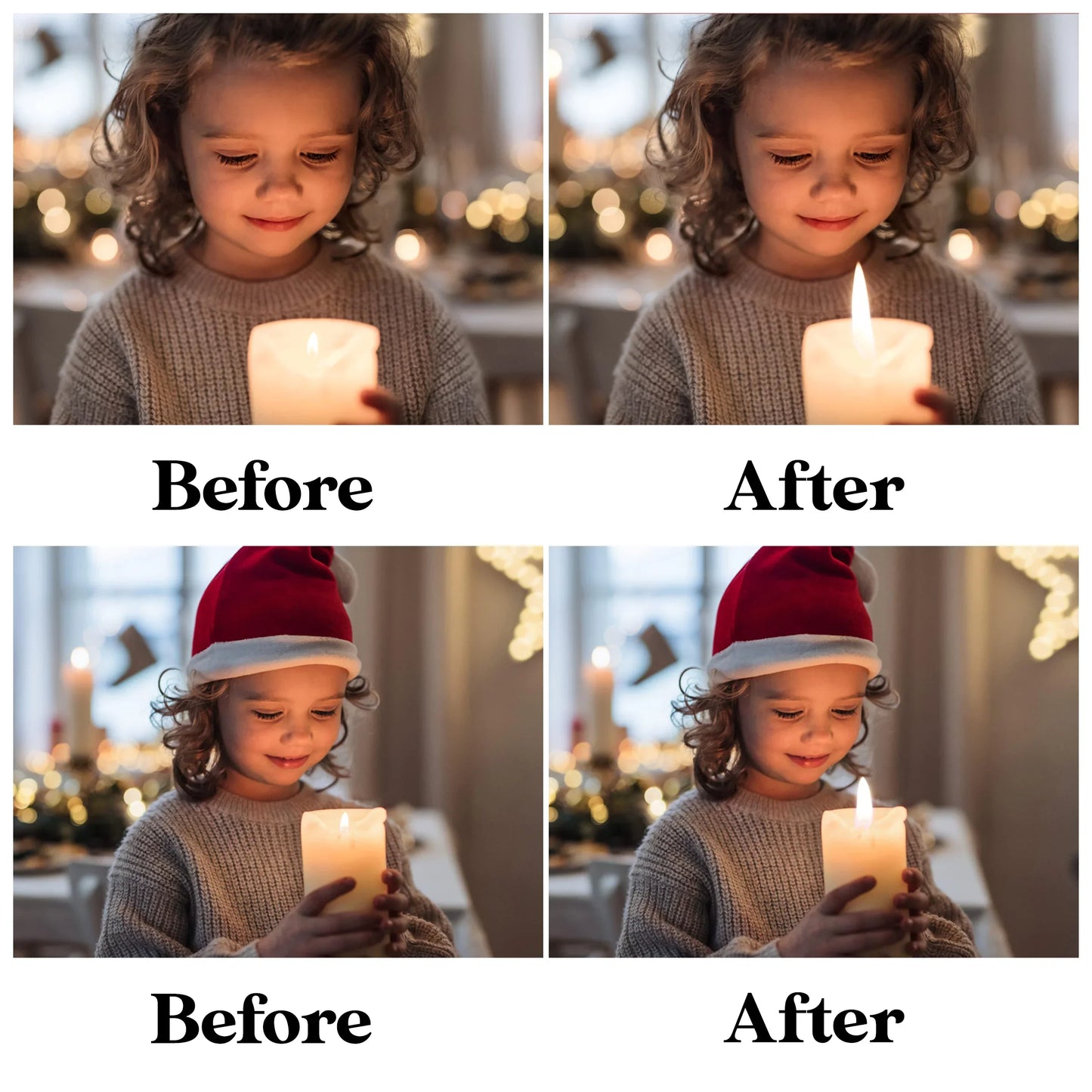 Candle Flame Overlays for Photoshop - Christmas Magic Light