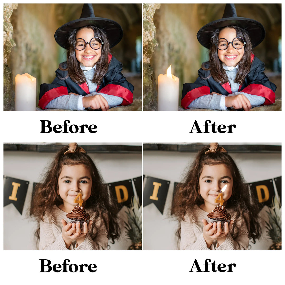 Candle Flame Overlays for Photoshop - Christmas Magic Light