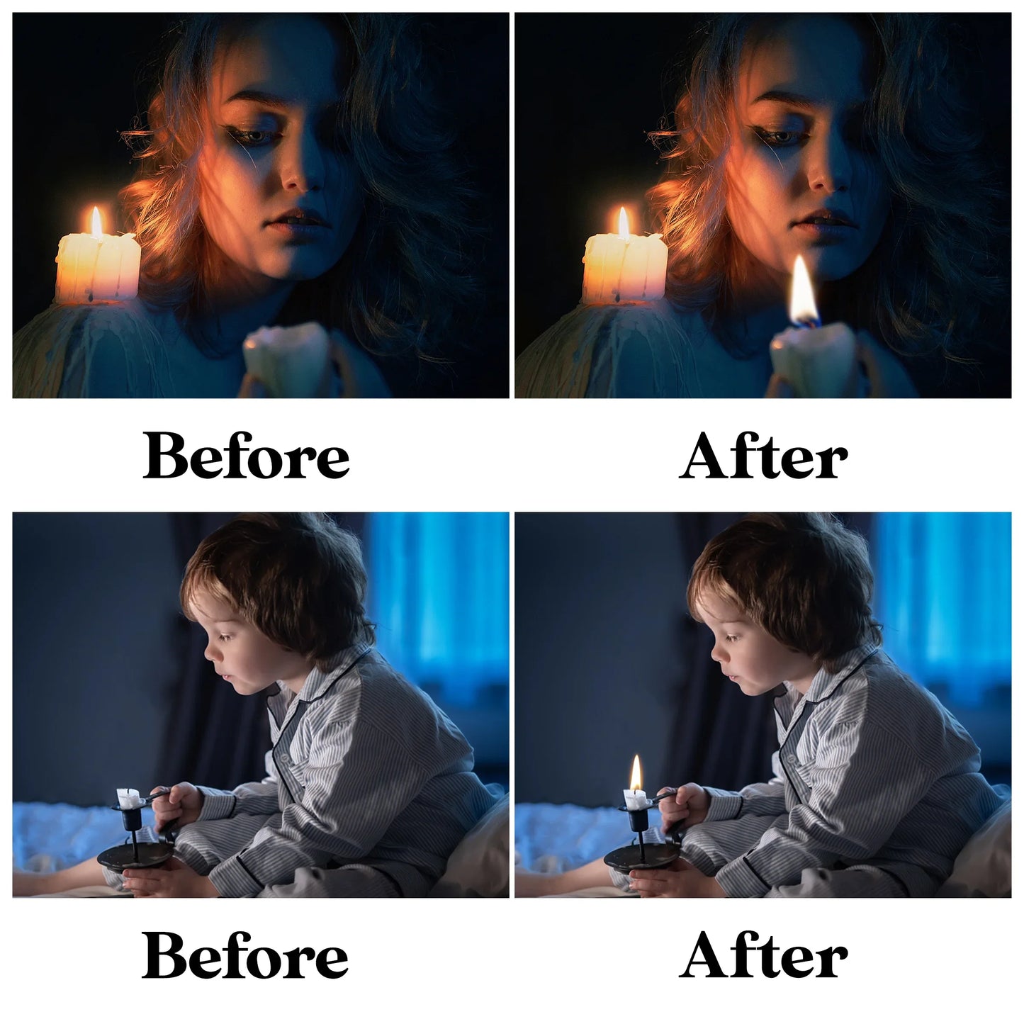 Candle Flame Overlays for Photoshop - Christmas Magic Light