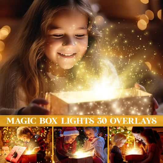 Christmas Gift Light Overlays for Photoshop - Magical Glow and Sparkle Effects