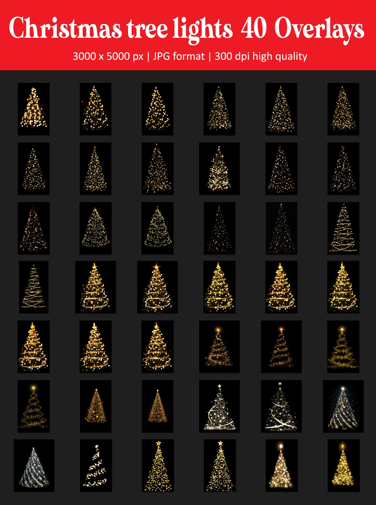 Christmas Tree Light Overlays for Photoshop - Festive Glow and Holiday Effects