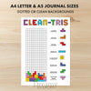Printable clean tris tracker printable journal page in A4, A5 and US Letter size