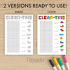 Printable clean tris tracker printable journal page in A4, A5 and US Letter size