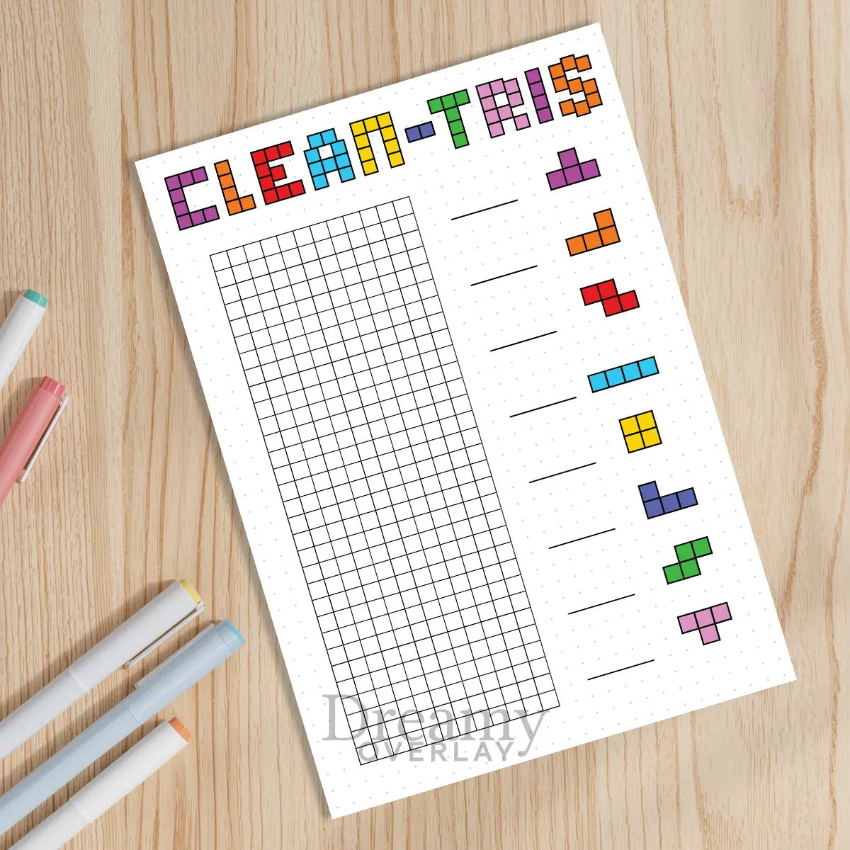 Printable clean tris tracker printable journal page in A4, A5 and US Letter size