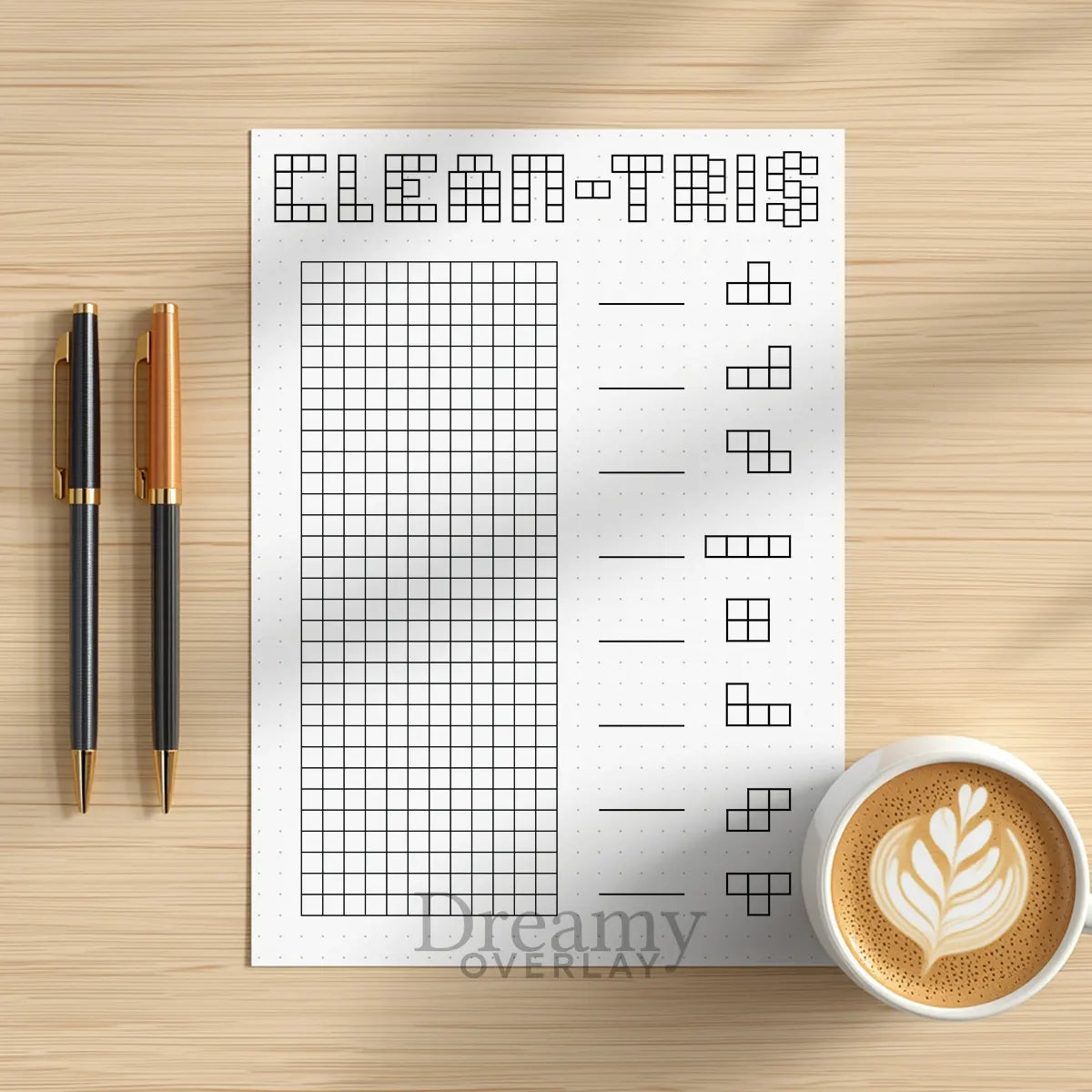 Printable clean tris tracker printable journal page in A4, A5 and US Letter size