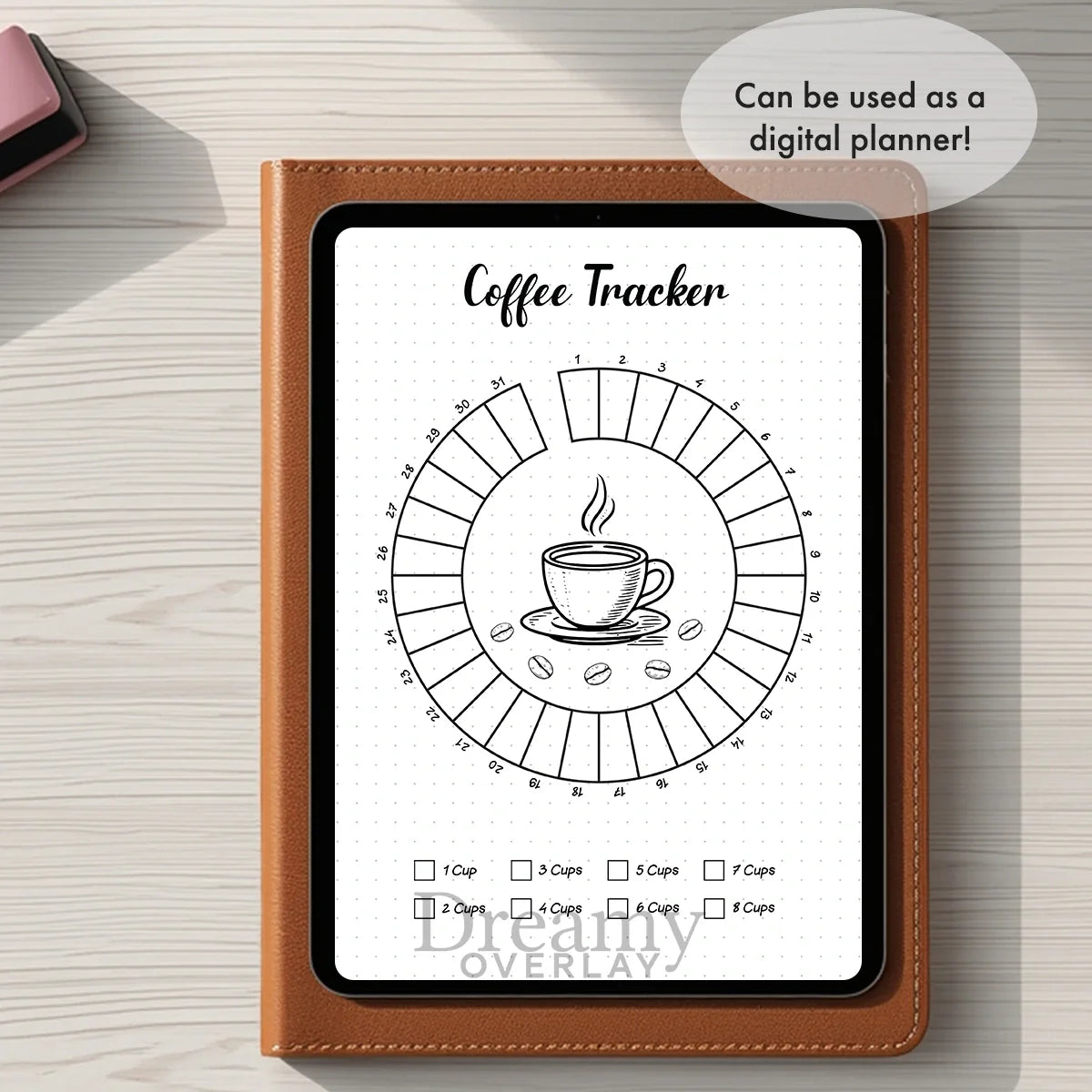 Printable coffee tracker monthly printable journal page in A4, A5 and US Letter size