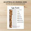 Printable coffee tracker journal page in A4, A5 and US Letter size