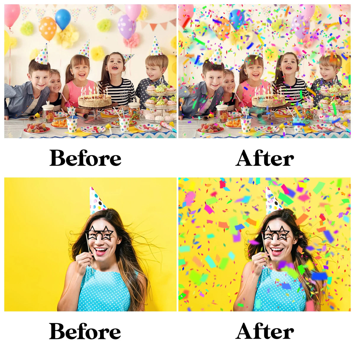 Confetti Overlays for Photoshop - Realistic Falling Confetti and Party Props