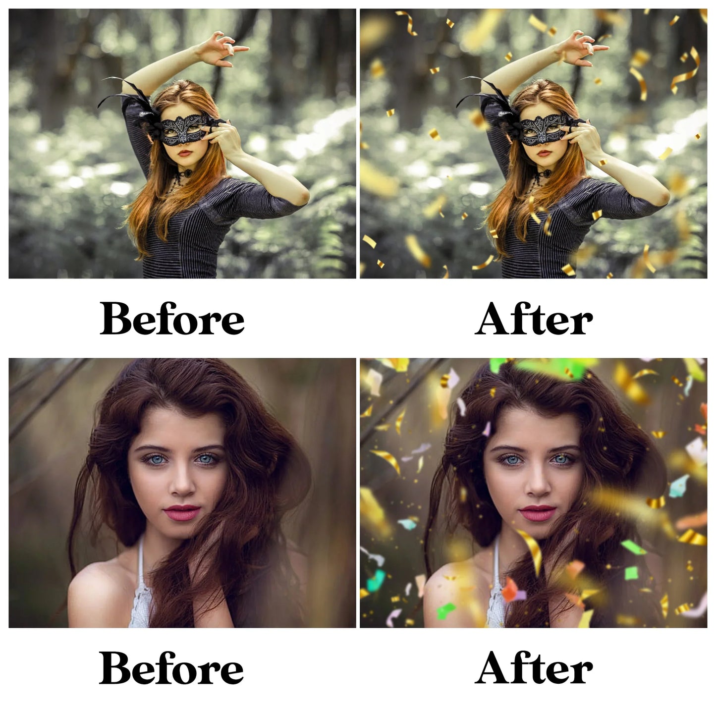 Confetti Overlays for Photoshop - Realistic Falling Confetti and Party Props