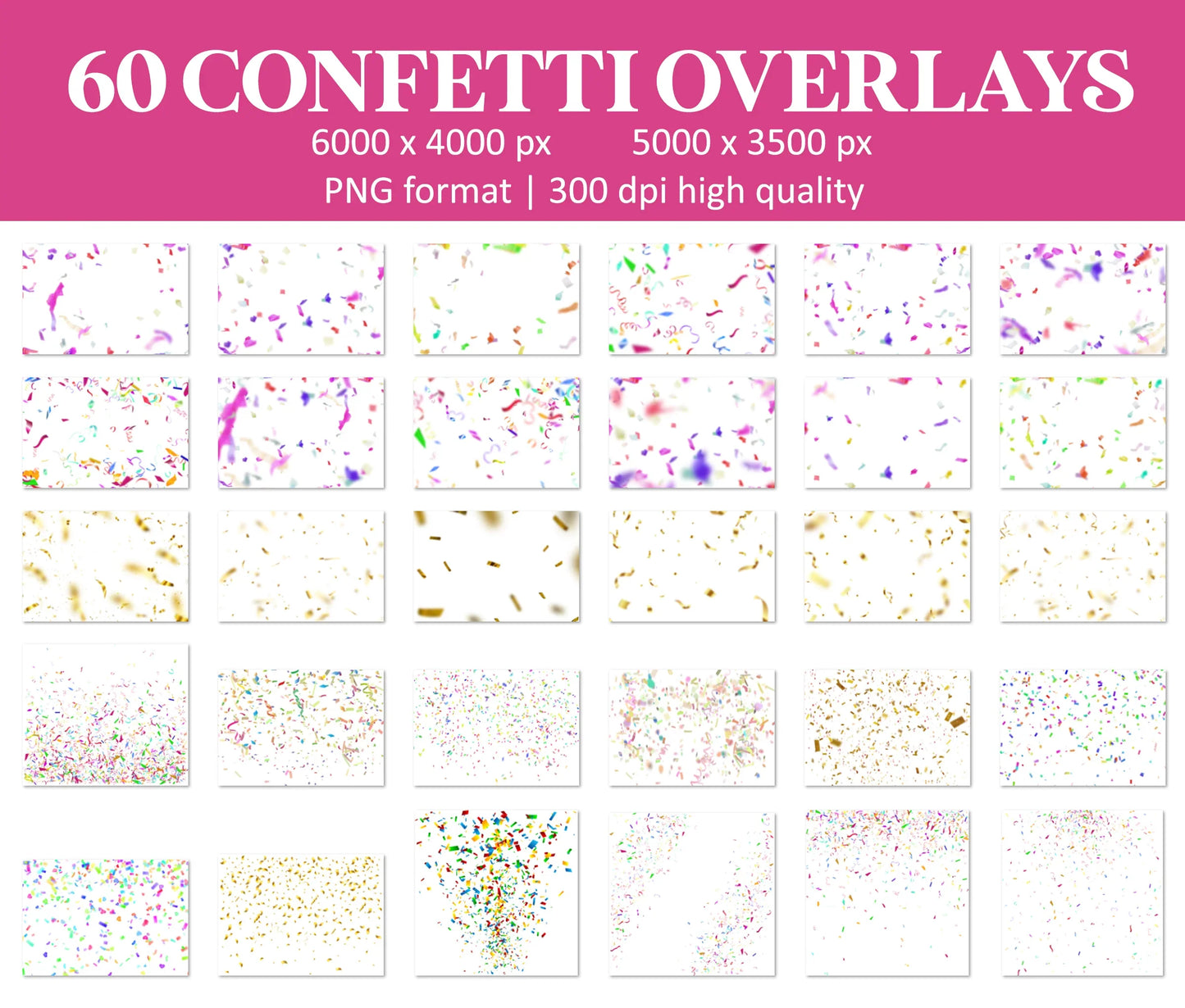Confetti Overlays for Photoshop - Realistic Falling Confetti and Party Props