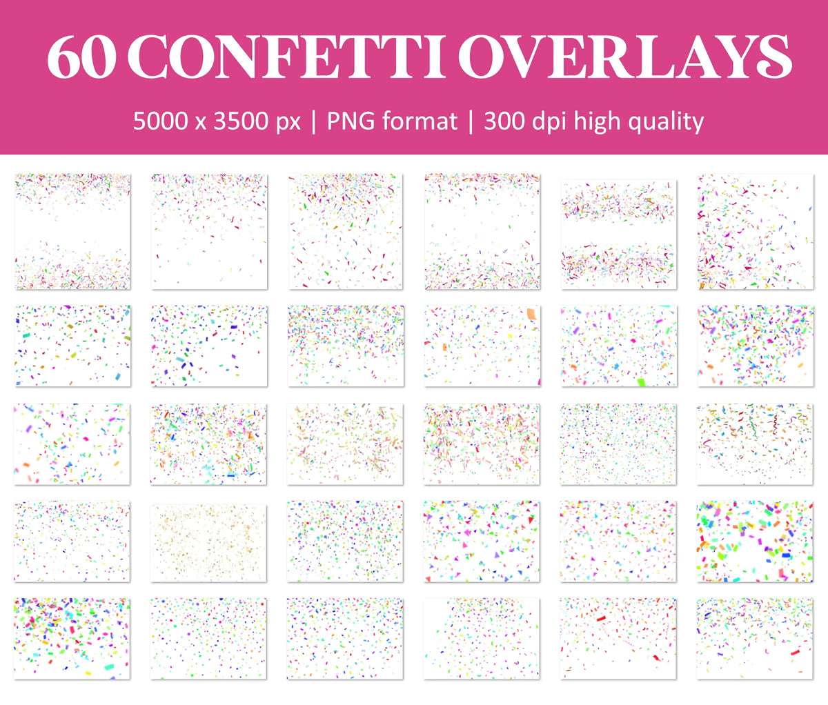 Confetti Overlays for Photoshop - Realistic Falling Confetti and Party Props