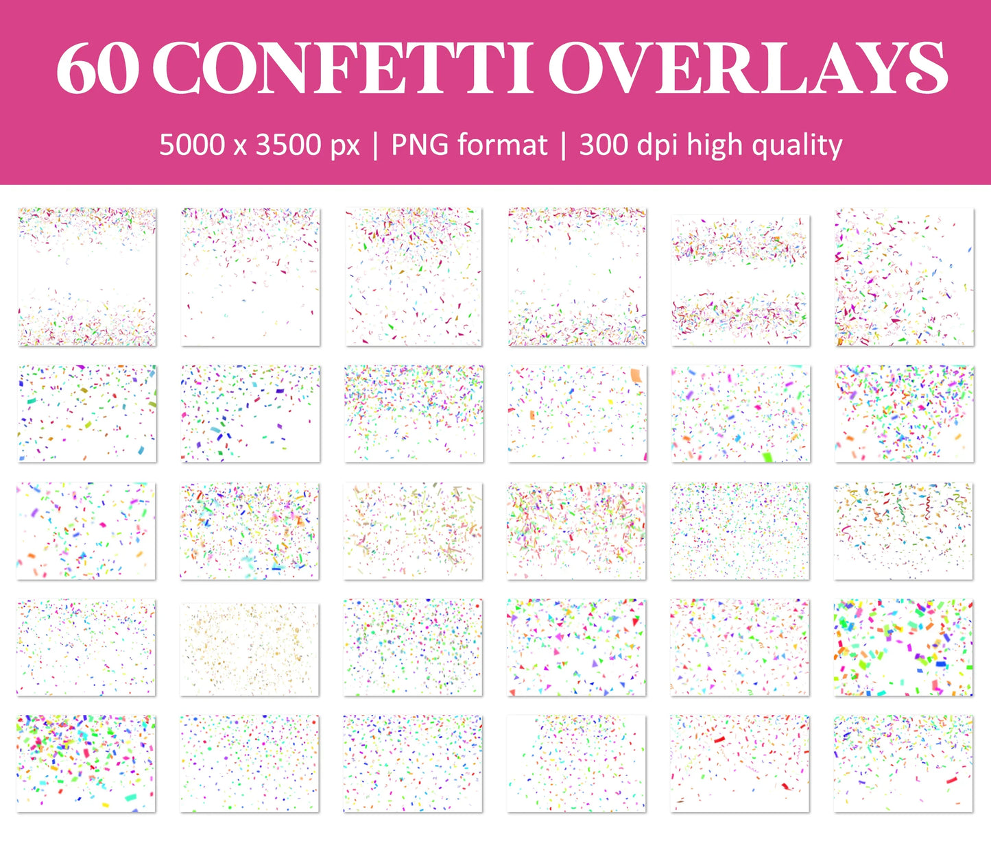 Confetti Overlays for Photoshop - Realistic Falling Confetti and Party Props