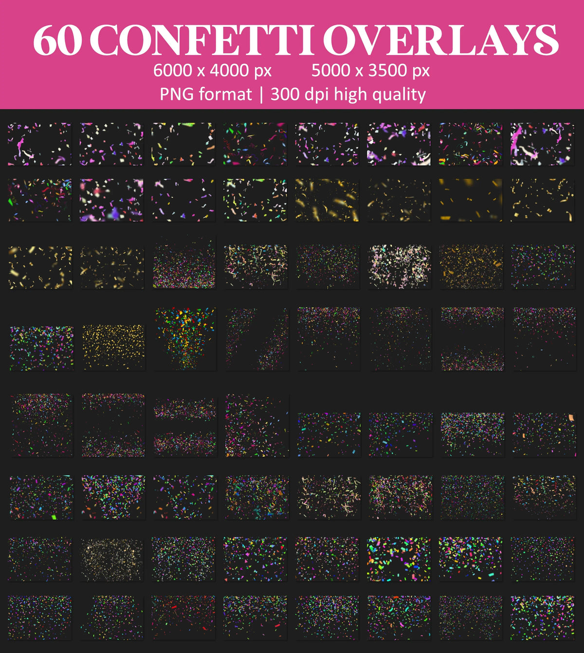 Confetti Overlays for Photoshop - Realistic Falling Confetti and Party Props