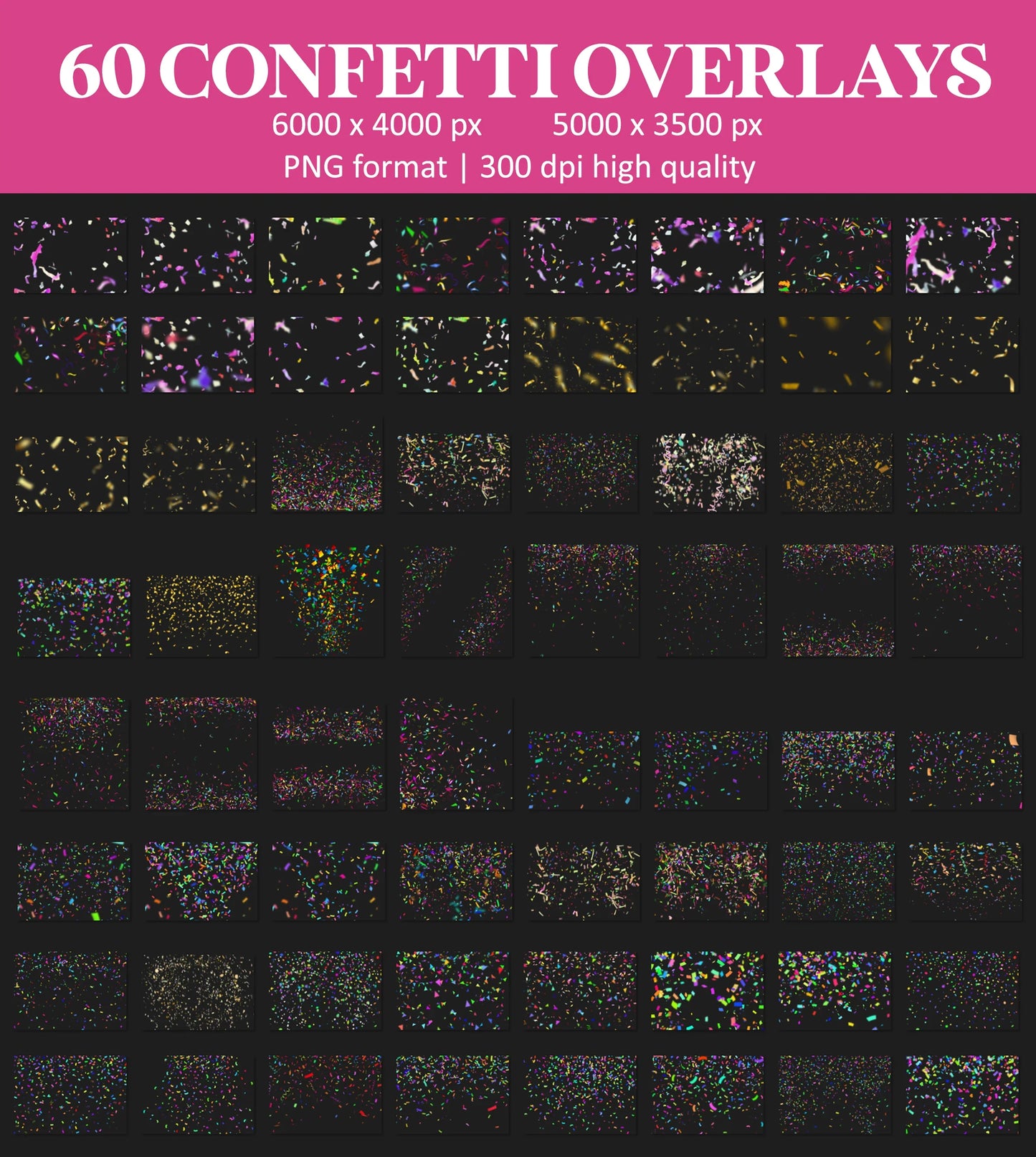 Confetti Overlays for Photoshop - Realistic Falling Confetti and Party Props