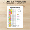Printable confidence tracker journal page in A4, A5 and US Letter size