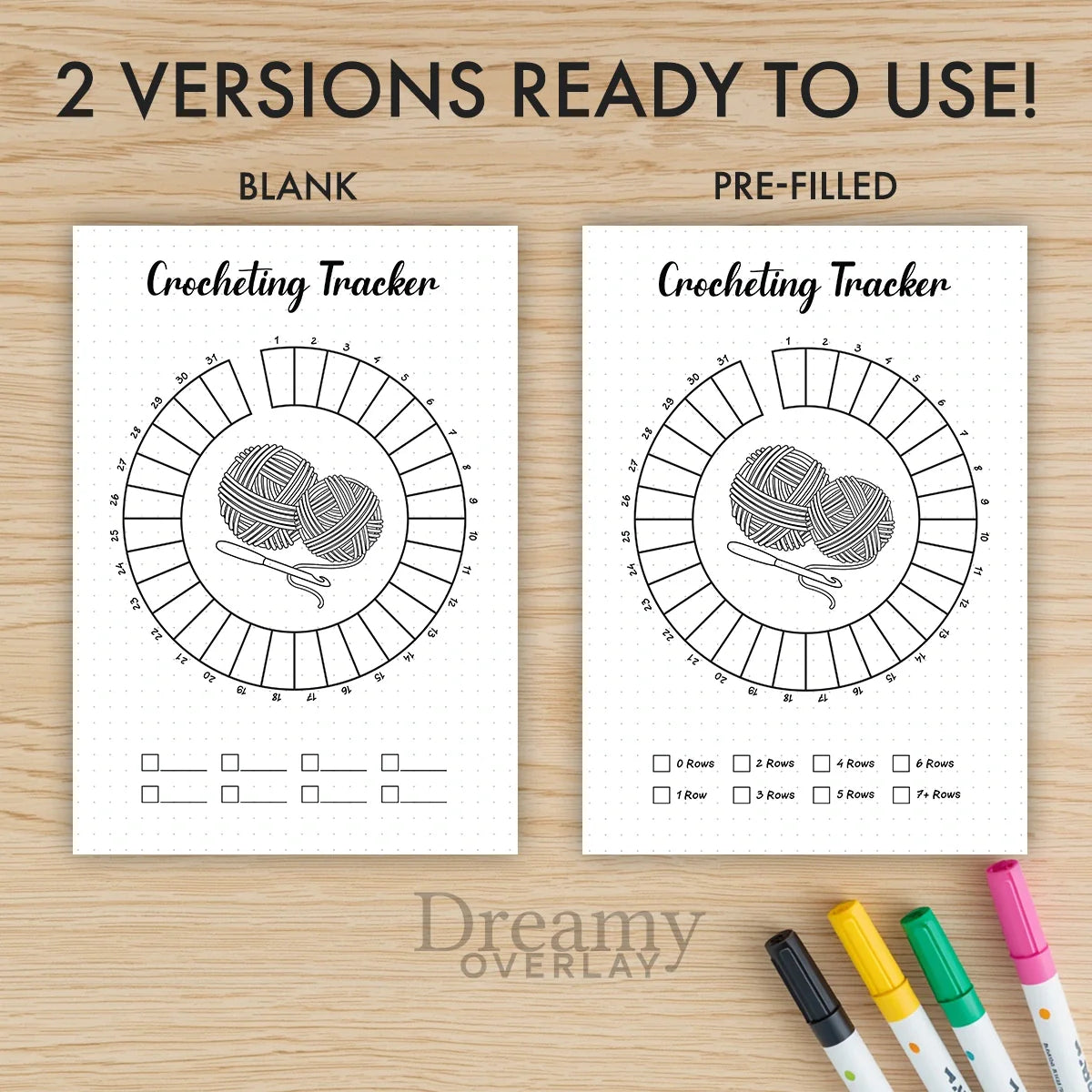 Printable crocheting tracker monthly printable journal page in A4, A5 and US Letter size
