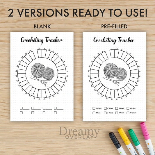 Printable crocheting tracker monthly printable journal page in A4, A5 and US Letter size
