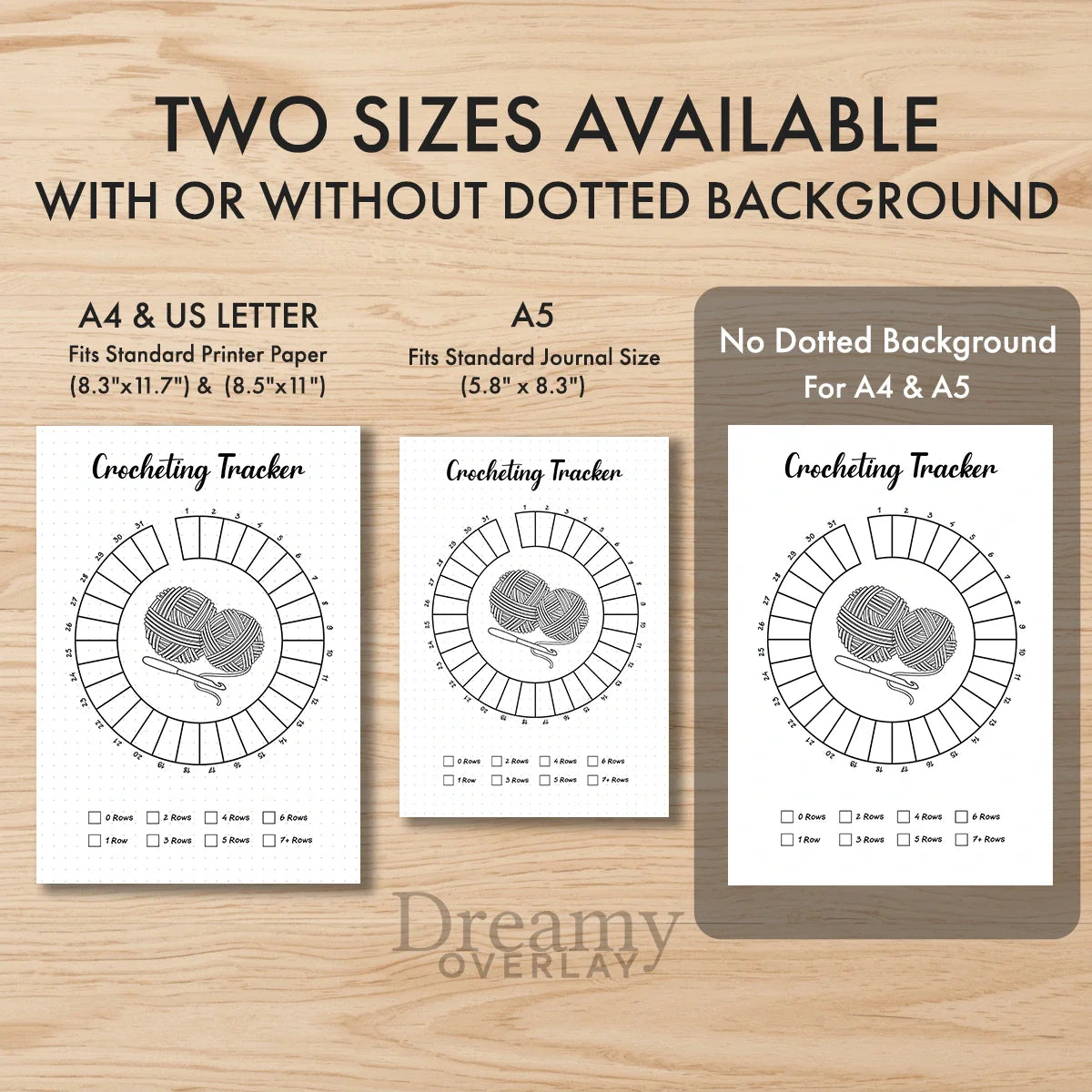 Printable crocheting tracker monthly printable journal page in A4, A5 and US Letter size