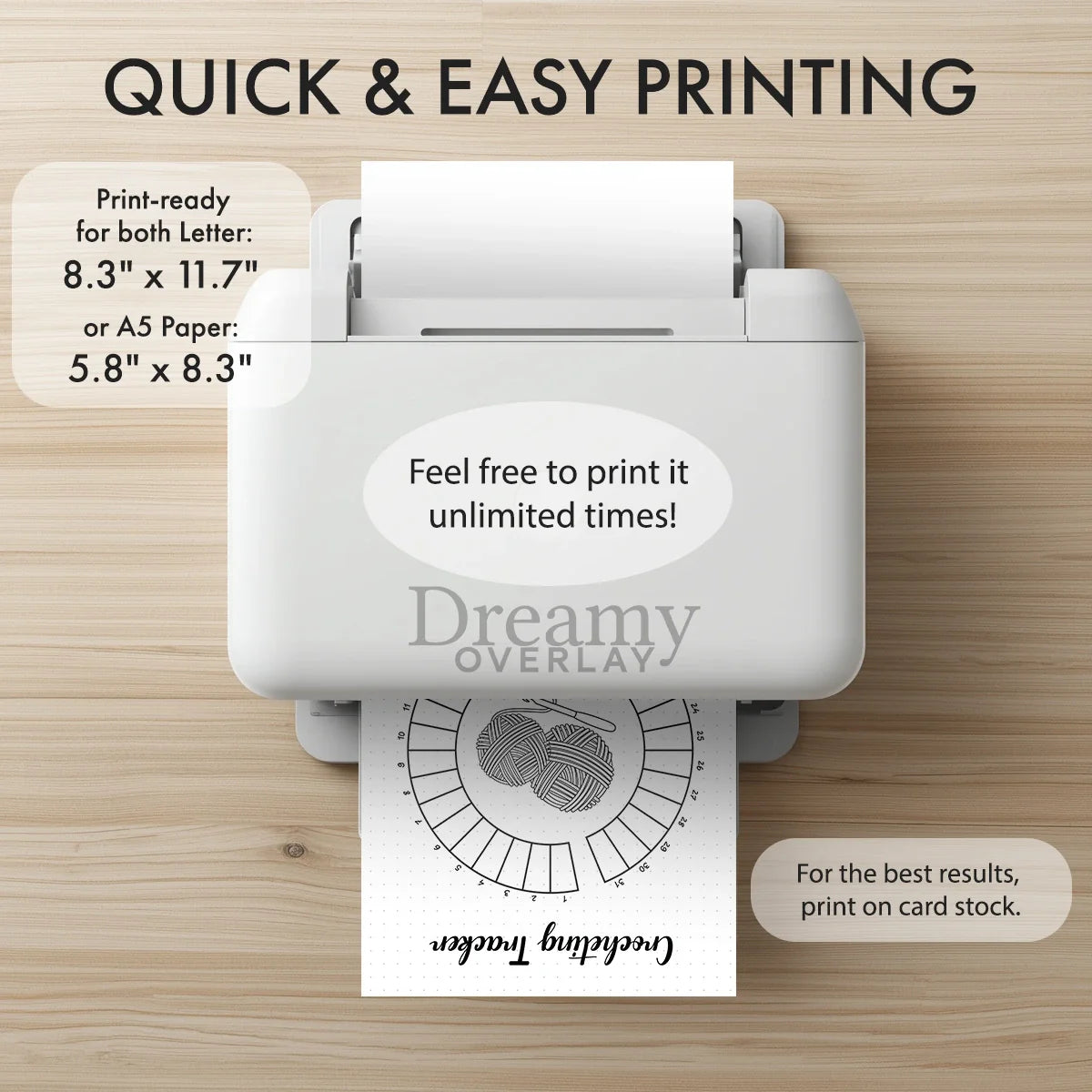 Printable crocheting tracker monthly printable journal page in A4, A5 and US Letter size