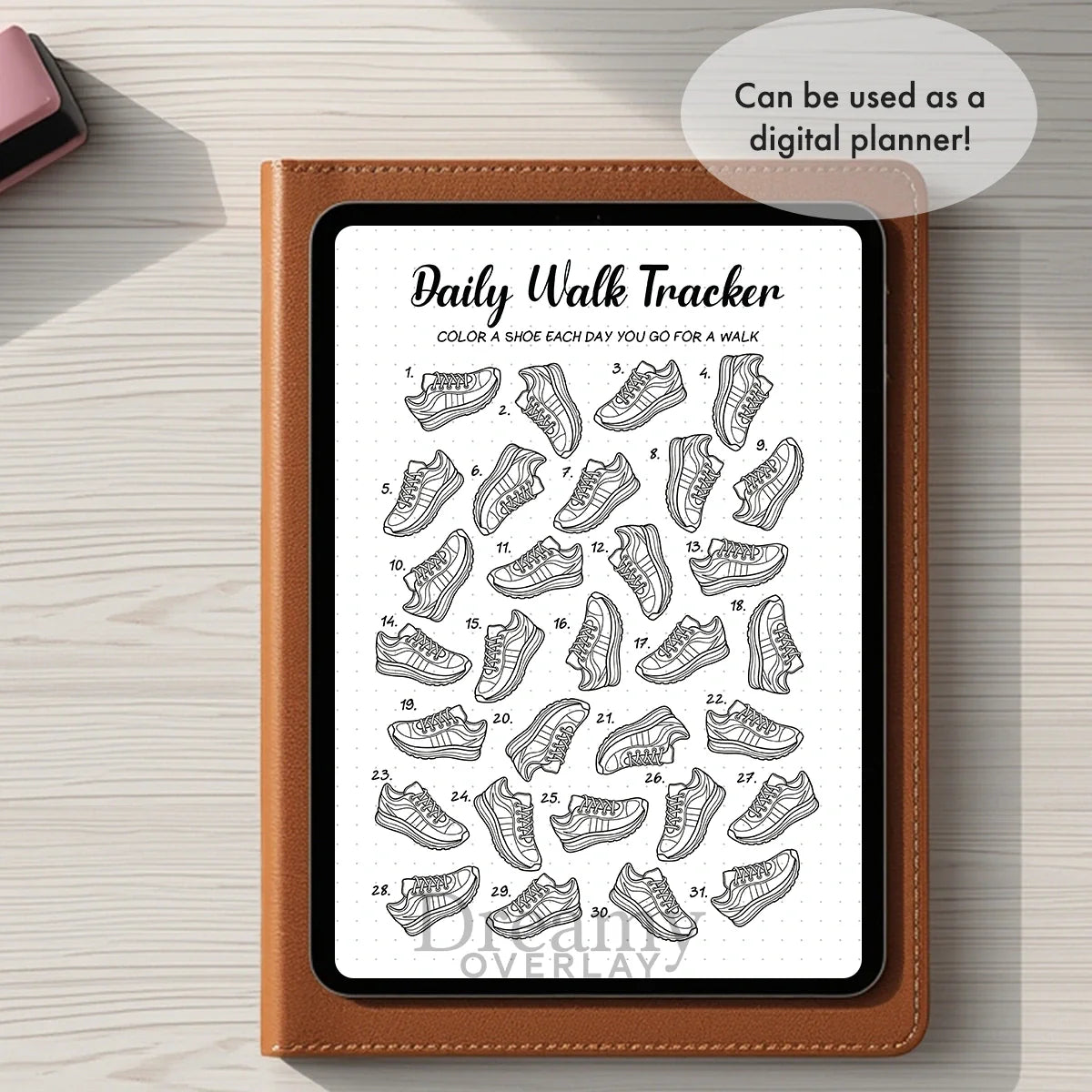 Printable daily walk tracker monthly printable journal page in A4, A5 and US Letter size