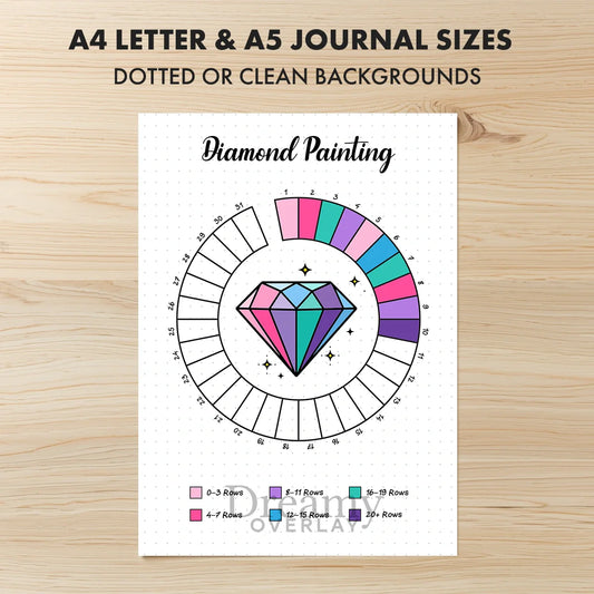 Printable diamond painting tracker monthly printable journal page in A4, A5 and US Letter size
