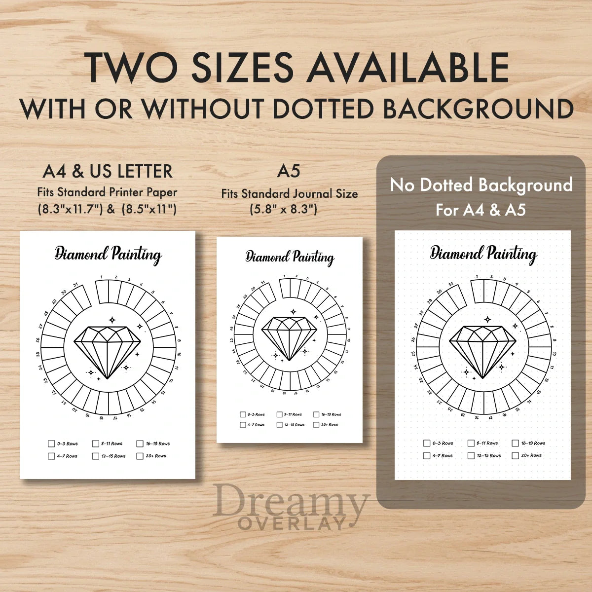 Printable diamond painting tracker monthly printable journal page in A4, A5 and US Letter size