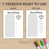 Printable diamond painting tracker journal page in A4, A5 and US Letter size