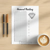 Printable diamond painting tracker journal page in A4, A5 and US Letter size