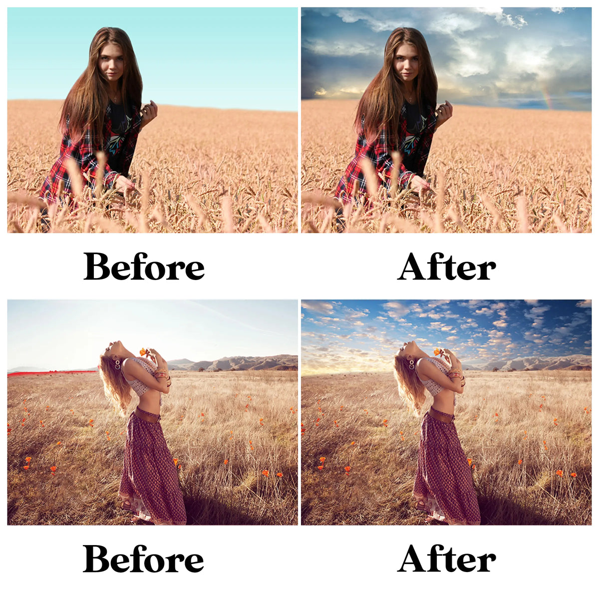 Dreamy Sky Overlay for Photoshop - Pastel Sunset and Cloud Effect