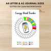 Printable energy drink tracker monthly printable journal page in A4, A5 and US Letter size