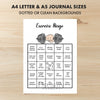 Printable exercise bingo game tracker monthly printable journal page in A4, A5 and US Letter size