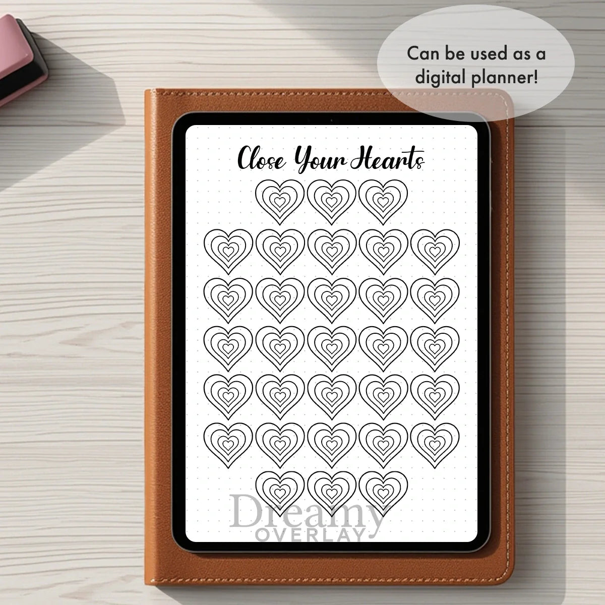 Printable exercise hearts fitness tracker monthly printable journal page in A4, A5 and US Letter size
