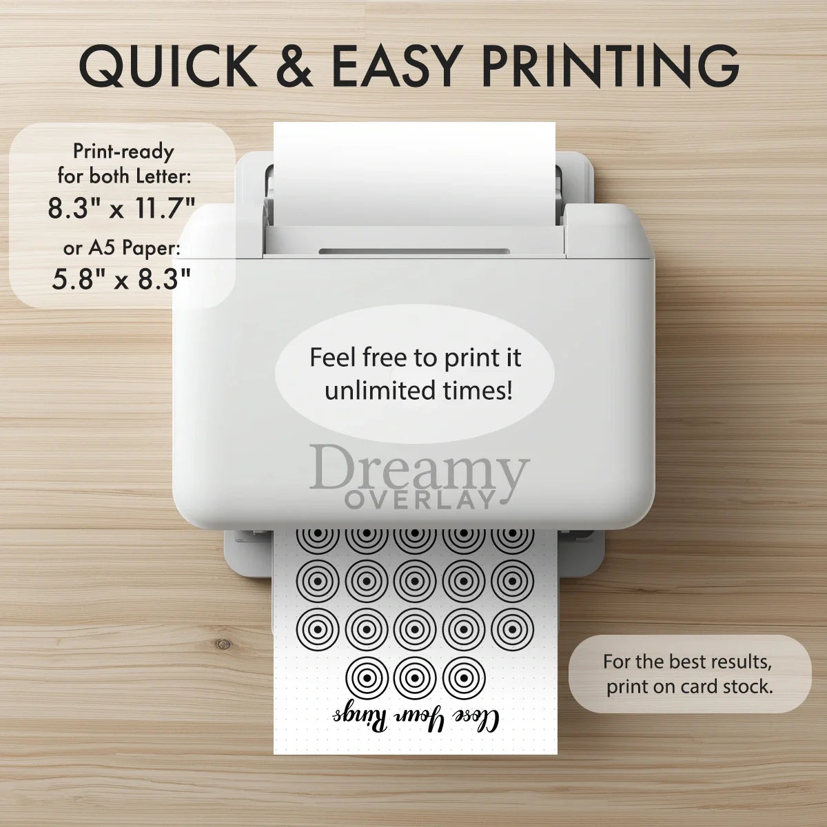 Printable exercise rings fitness tracker monthly printable journal page in A4, A5 and US Letter size