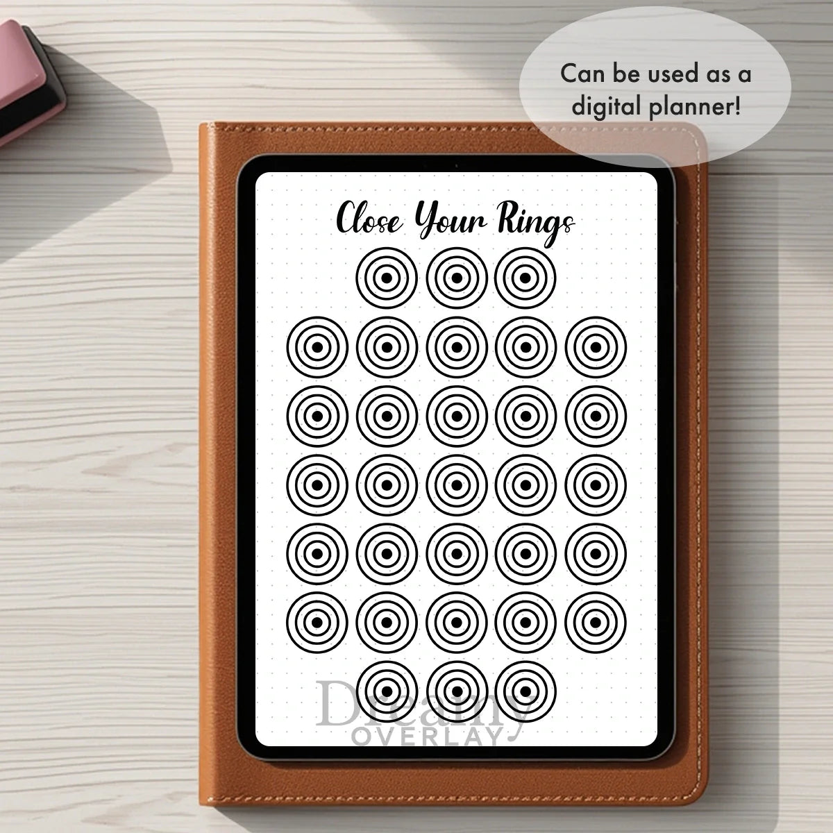 Printable exercise rings fitness tracker monthly printable journal page in A4, A5 and US Letter size