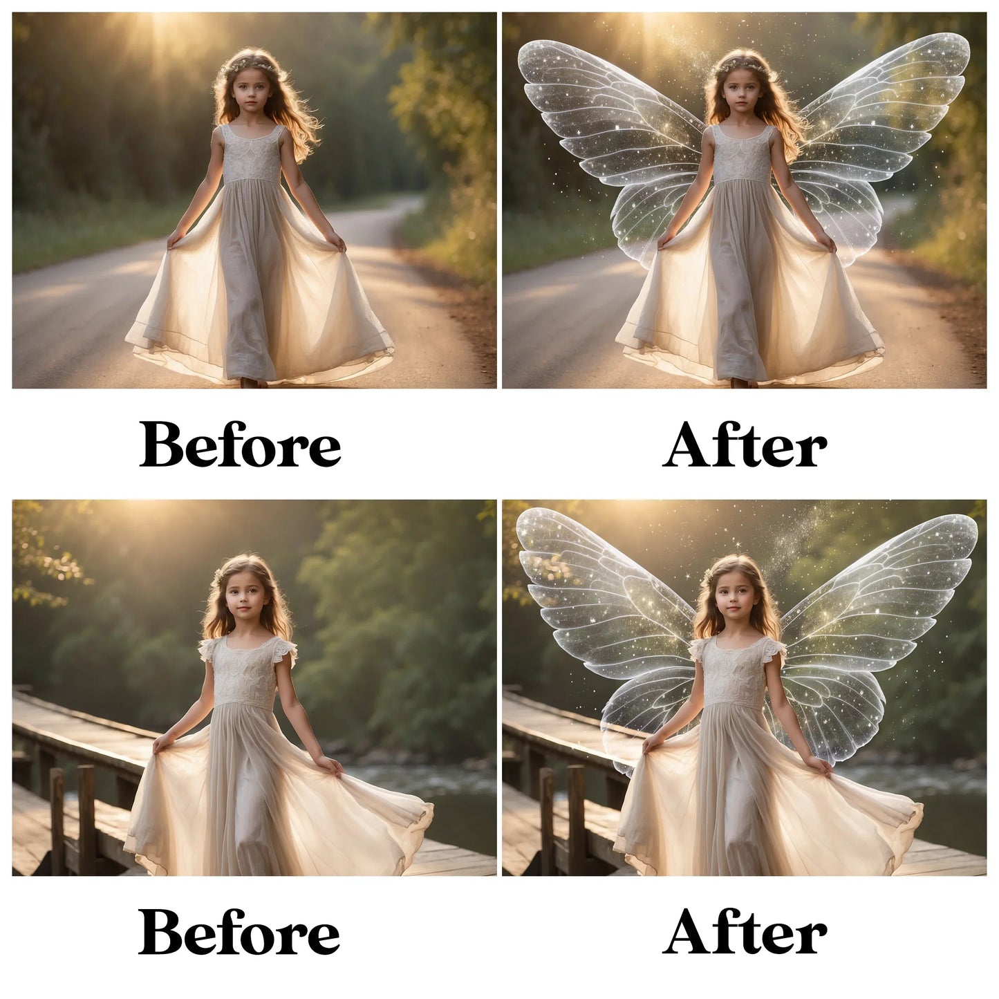 Fairy Wings Overlays for Photoshop - Sparkly Transparent PNG