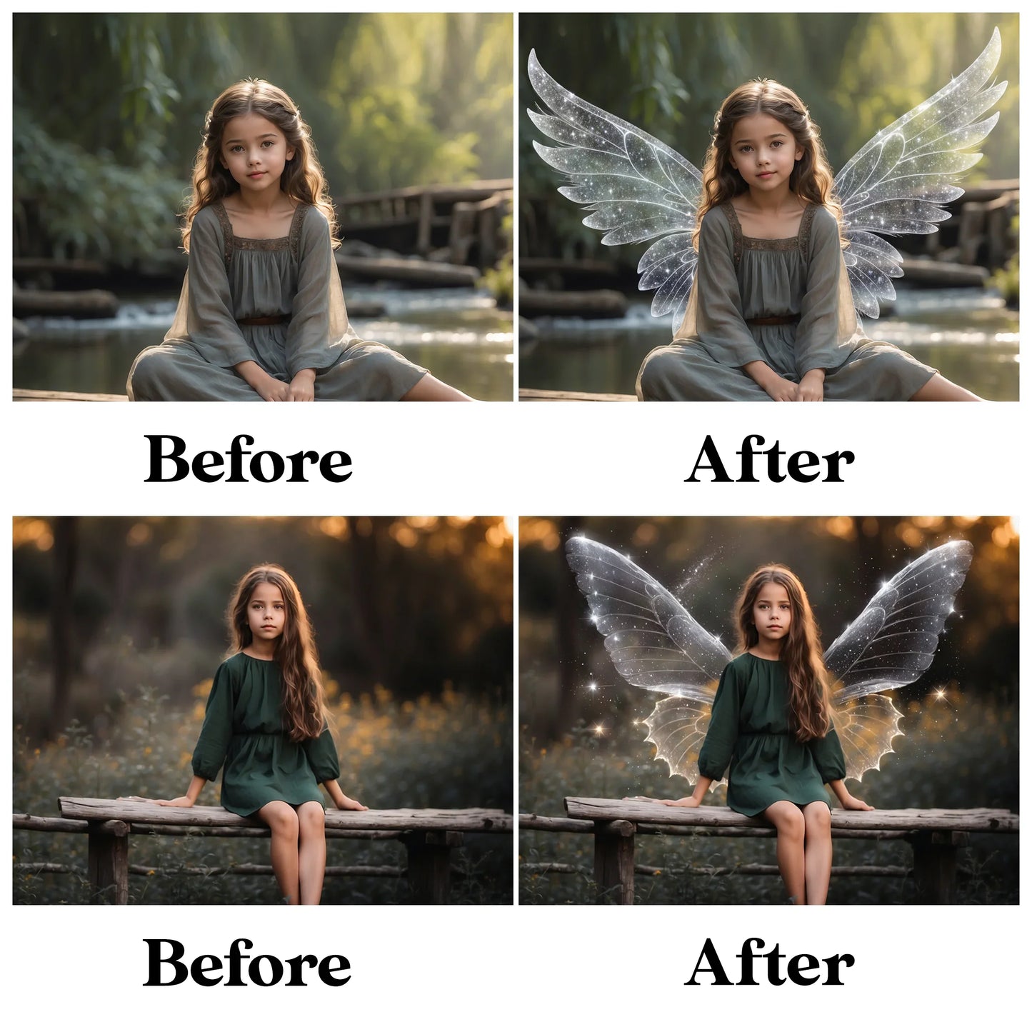 Fairy Wings Overlays for Photoshop - Sparkly Transparent PNG