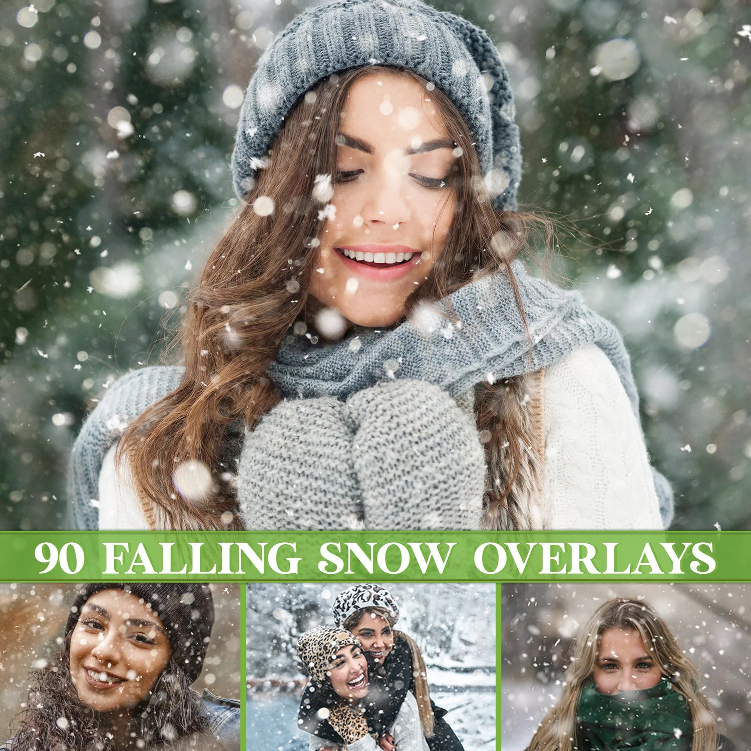 Falling Snow Overlays for Photoshop - Winter Christmas Effects