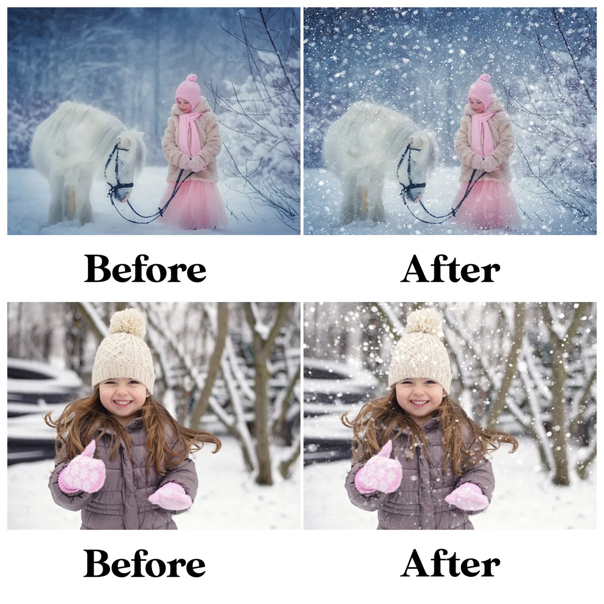 Falling Snow Overlays for Photoshop - Winter Christmas Effects