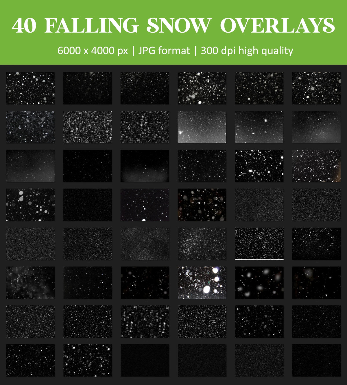 Falling Snow Overlays for Photoshop - Winter Christmas Effects