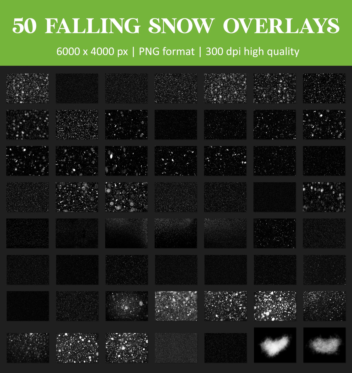 Falling Snow Overlays for Photoshop - Winter Christmas Effects