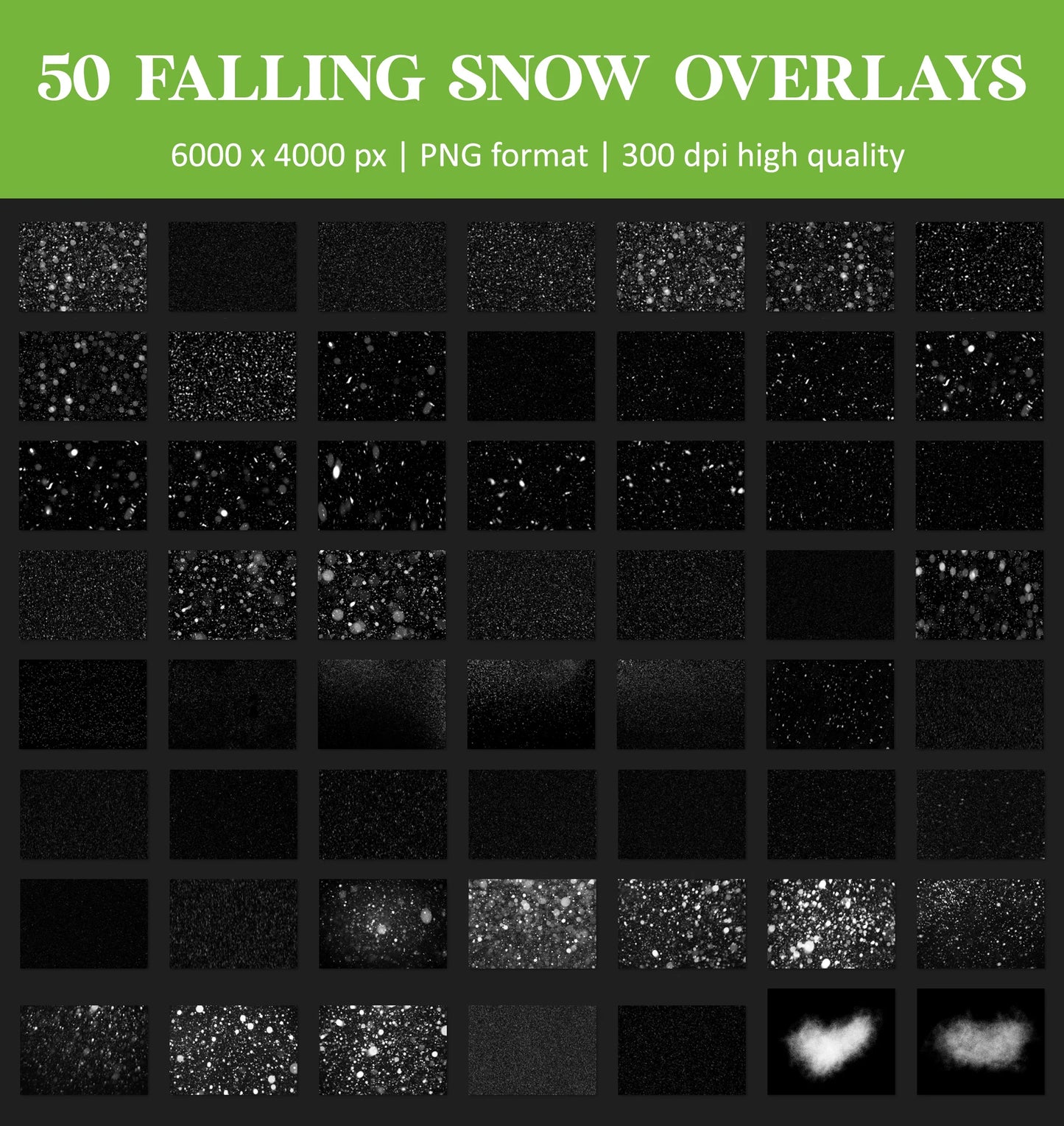 Falling Snow Overlays for Photoshop - Winter Christmas Effects