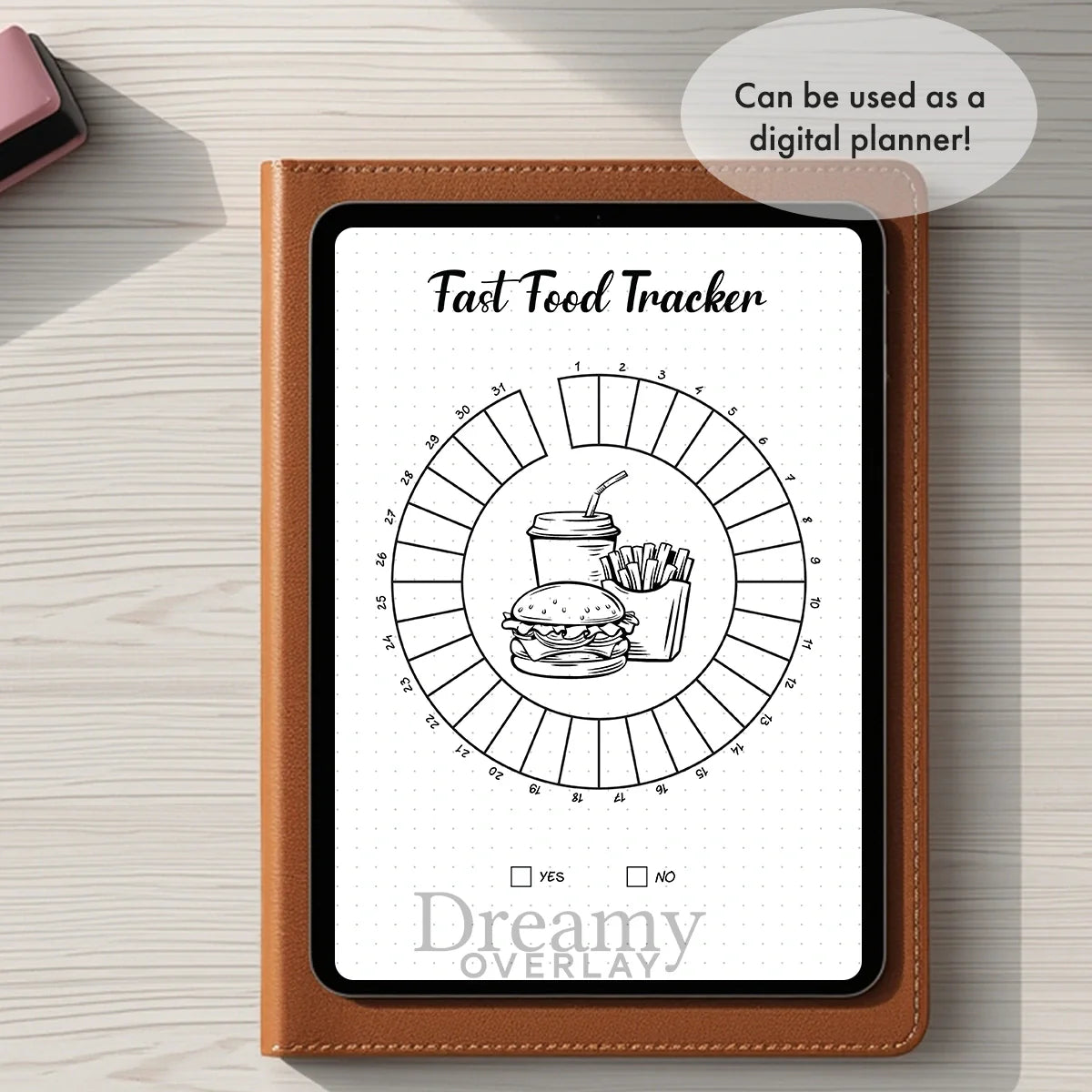 Printable fast food tracker monthly printable journal page in A4, A5 and US Letter size
