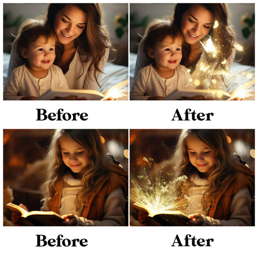 Magic Light Overlays for Photoshop - Book Glow & Enchanted Sparkle Effects - Instant Digital Download