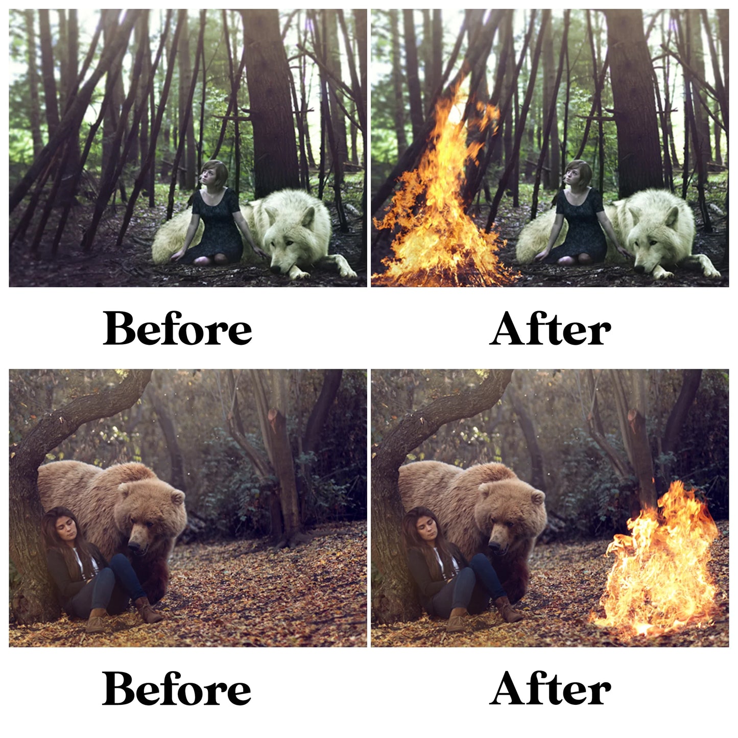 Fire Overlay for Photoshop - Realistic Campfire Flames