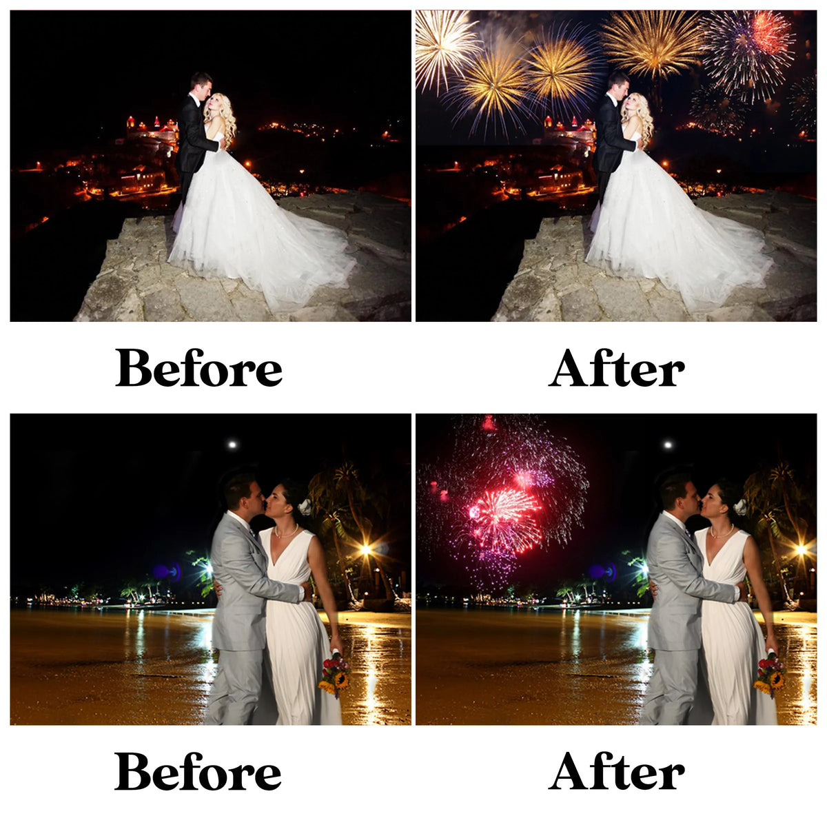 Firework Overlays for Photoshop - Realistic Explosions and Wedding Celebration Effects