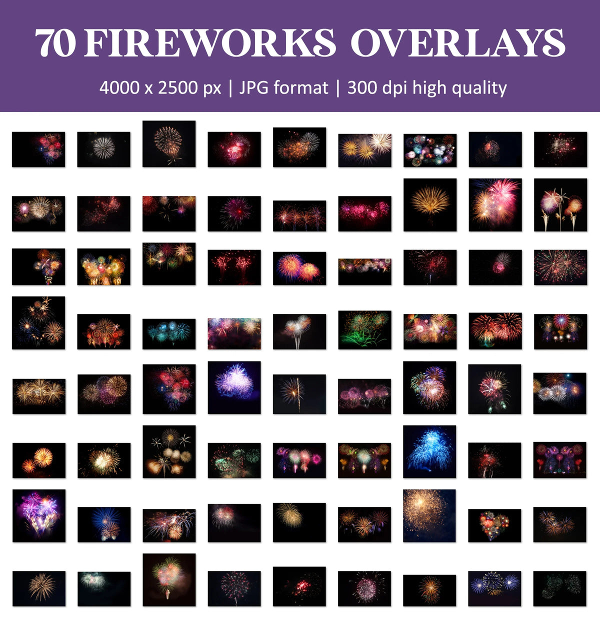 Firework Overlays for Photoshop - Realistic Explosions and Wedding Celebration Effects