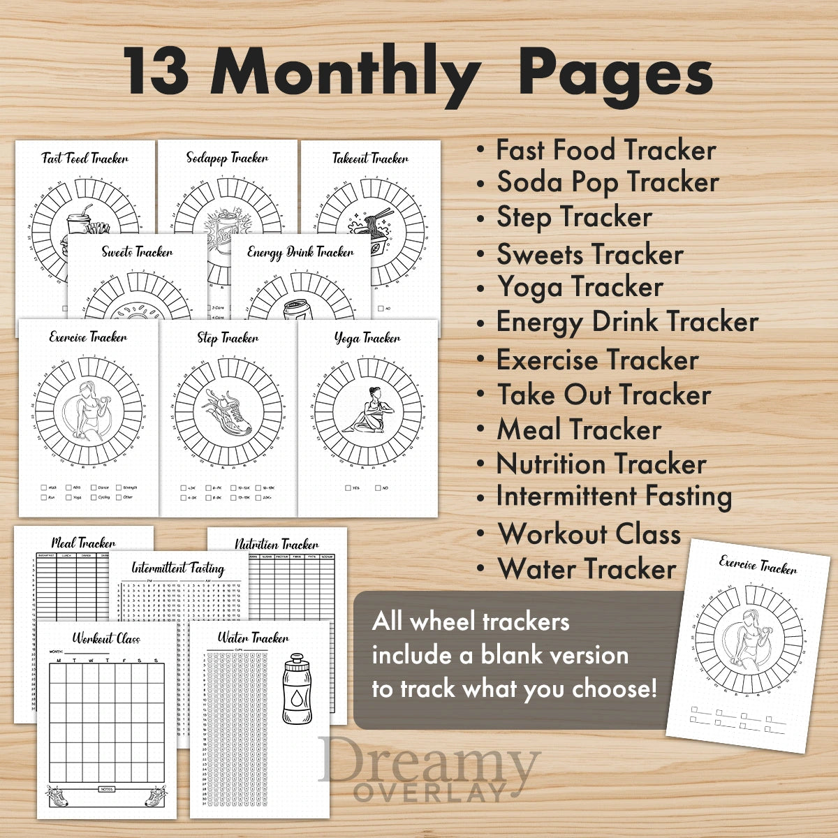 Printable fitness  journal  bundle tracker monthly printable journal page in A4, A5 and US Letter size