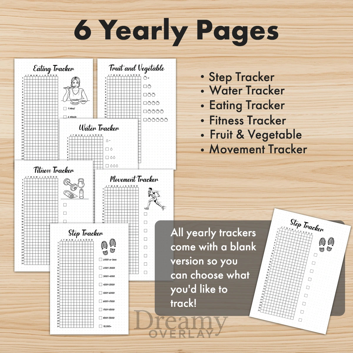 Printable fitness  journal  bundle tracker monthly printable journal page in A4, A5 and US Letter size