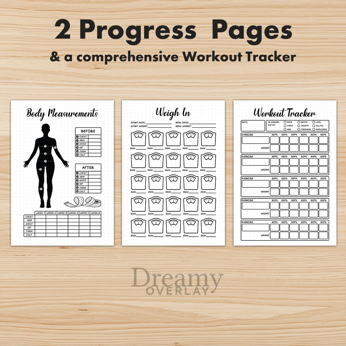 Printable fitness  journal  bundle tracker monthly printable journal page in A4, A5 and US Letter size