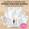 Printable fitness trackers bundle monthly printable journal page in A4, A5 and US Letter size